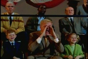 They have fun watching the show, and Bill becomes excited when he realizes that his old friend Gabe Nelson is among the performers. (I found myself wondering about the three guys behind them. Did they all come together? They seem rather subdued.)