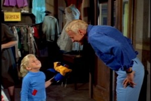 Uncle Bill dons his work clothes and takes Buffy to a rummage sale, where she finds a truly wretched outfit.