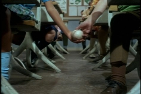 Unfortunately, Albertine drops the ball, which clatters to the floor.