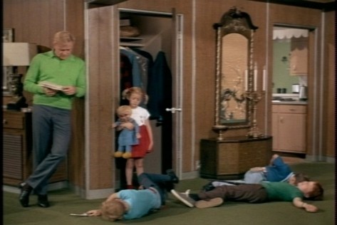 Soon, everyone except the schoolmarm is dead. 