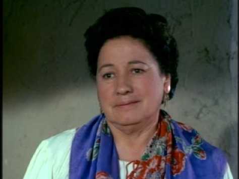 The saleslady can't understand a word he says.