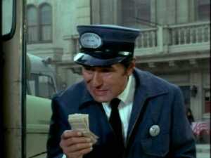 The driver demands their tickets and can't understand their explanation that Mr. French has the tickets.