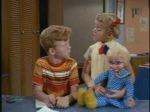 While he's drawing, Buffy comes in to borrow a red crayon. It seems Mrs. Beasley is going on a date and needs some lipstick.