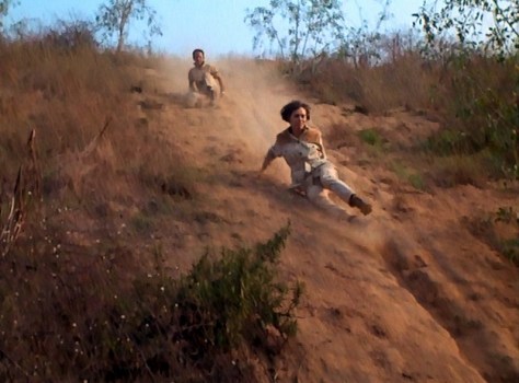 We don't get to see much of 99's fun 1960s fashions in this episode, which she spends mostly in a safari suit as she runs through woods and slides down hills. (Actually, that doesn't look much at all like Barbara Feldon sliding down that hill, does it?)